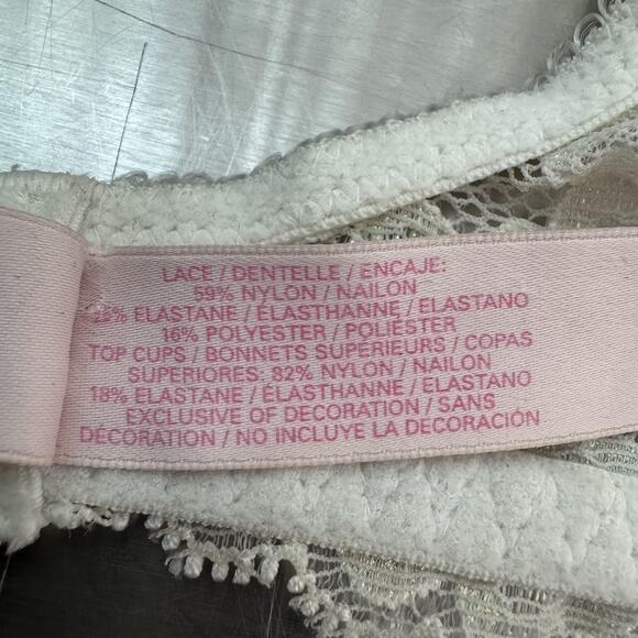 Victorias Secret Bra Womens 34B Dream Angels Push Up Lace Rhinestone Yellow - Picture 7 of 9